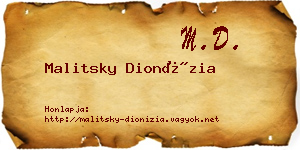Malitsky Dionízia névjegykártya